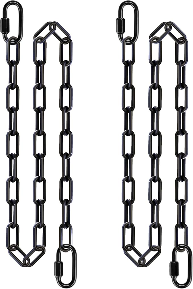 BeneLabel 2Pcs 80" (6.6ft) Swing Chain with Hooks 1000 LBs Capacity Heavy Duty Black Coated Hanging Chain Porch Swing Chains for Hammock, Swingset, Hanging Chair, Hammock Chair, Heavy Bags