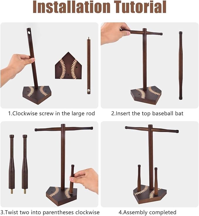 Wooden Sports Ring & Necklace Display Holder, Baseball Softball Championship Ring Organizer, Drip Necklace Storage Stand, Sports Gift for Athletes,Tool-free installation