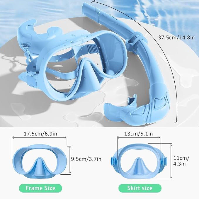 2 Sets Snorkeling Gear for Adults, Snorkel Set Adult Panoramic View, Anti-Leak Anti-Fog Scuba Diving Mask with Mesh Bag, for Portable Professional Diving Snorkeling Set