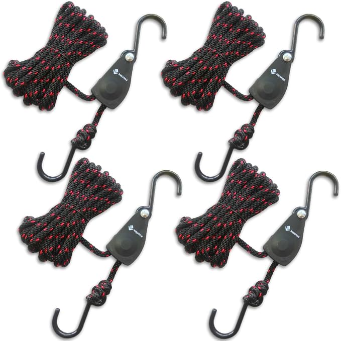 LE KAPMOZ Kayak Tie Down Straps Canoe Bow and Stern Heavy Duty Cargo Ratchet Pulley Rope Hanger