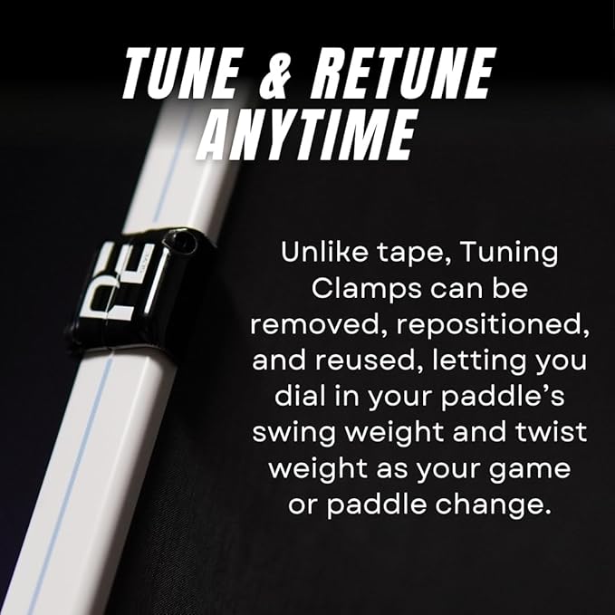 Pickleball Effect Tuning Clamps Powered by SLYCE SLYDRS | Reusable Adjustable Paddle Weights for 16mm Pickleball Paddles | 6061 Aircraft-Grade Aluminum Pair with Installation Tool