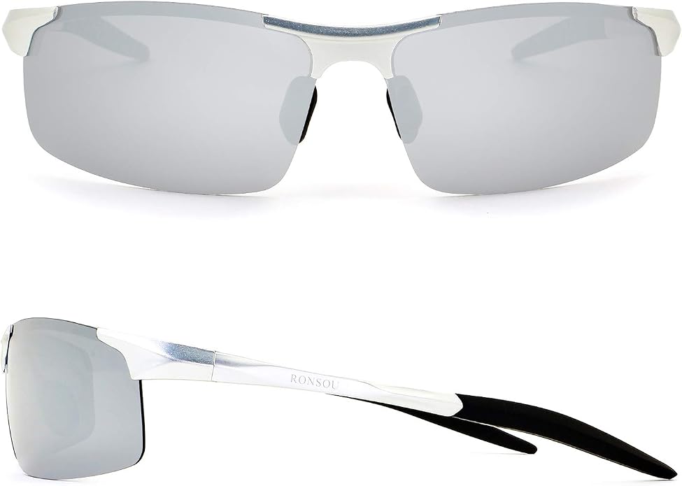 RONSOU Men Sport Al-Mg Polarized Sunglasses Unbreakable for Driving Cycling Fishing Golf