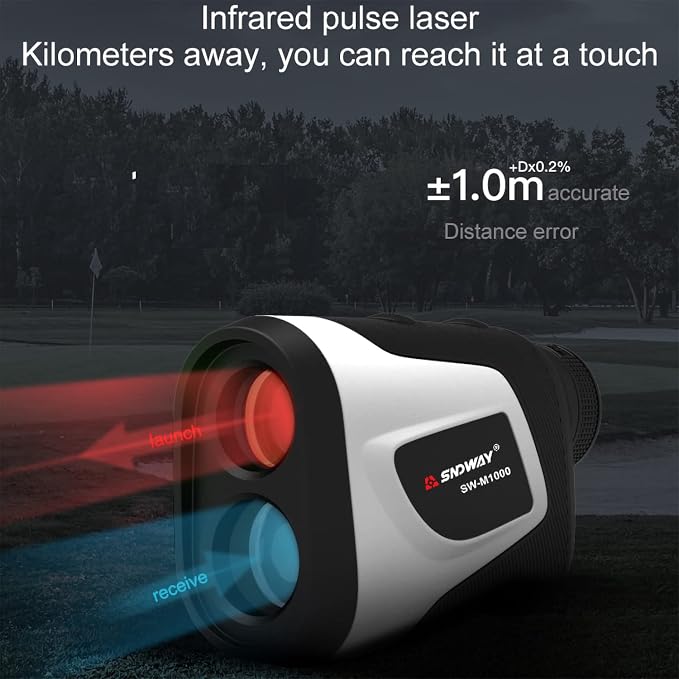 Golf Rangefinder Telescope 6X Laser Ranger Finder with Golf Slope, 1093 Yards Rechargeable Range Finder for Hunting Shooting Golfing, Laser Rangefinder with Flag Pole Locking Vibration