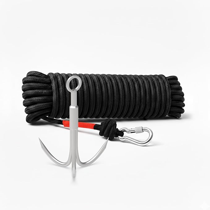 Ant Mag Grappling Hook with Claw Tips - Heavy Duty Stainless Steel Carabiner for Camping, Hiking, Tree Climbing, Water Retrieval & Salvage Operations
