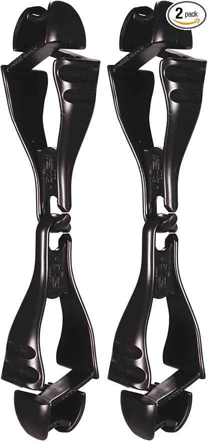 Ergodyne Squids 3400 Glove Clip Holder with Dual Clips, Black (Pack of 2)