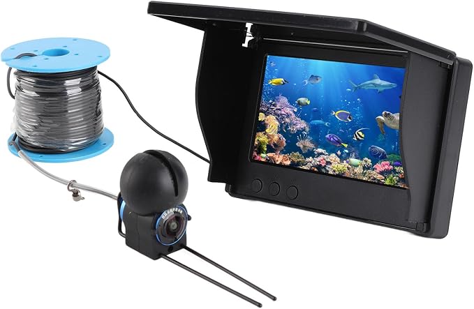 XUMIUZIY Underwater Fishing Camera, Underwater Drone with 4.3in Screen, Fish Finder Camera 1080P, 220° Ultra Wide Angle, 30m Cable Ice Fishing Finder, 5MP Camera