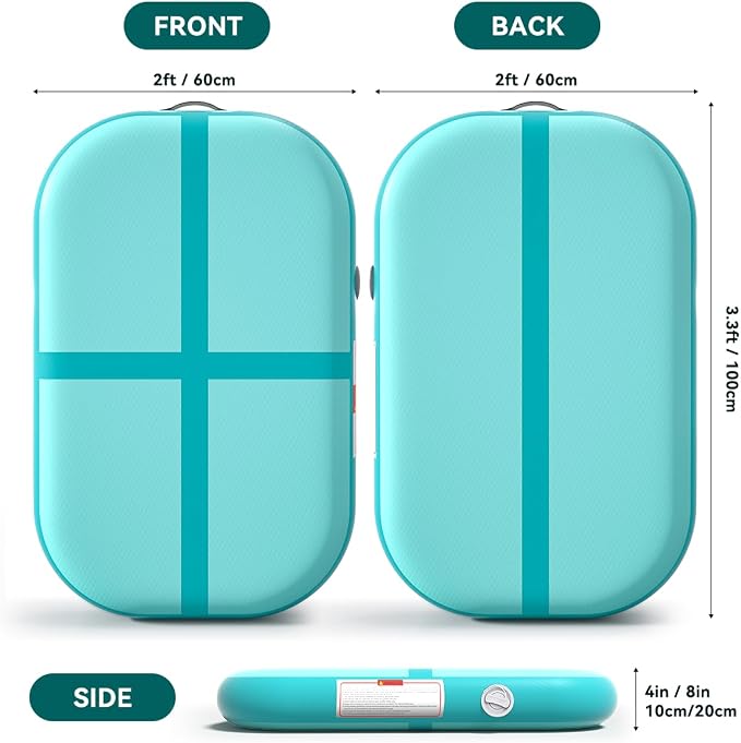 Inflatable Air Gymnastics Tumbling Mat 6ft 10ft 13ft 16ft 20ft, Air Tumble Track Mat 4/8 inches Thickness with Electric Air Pump for Home Use Training Cheerleading Yoga Water Beach Park