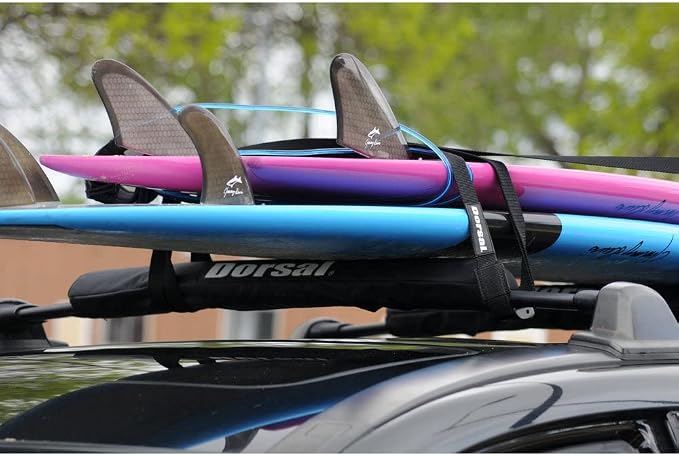 DORSAL Aero Roof Rack Pads for Wide and Aftermarket Crossbars - Pack of 2 for Surfboards Kayaks Sups Snowboards Polyester 20" Inch Thule Yakima Rhino Style