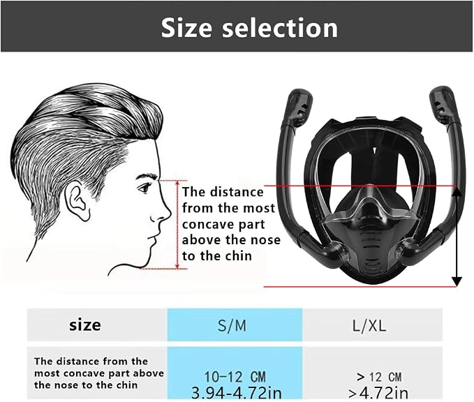 Snorkel Mask,Full face Snorkel Mask,Diving mask,Double Snorkel,Breath Separation,Anti Fog Anti Leak, 180 Degree Ultra Wide Angle,Suitable for Adults and Kids