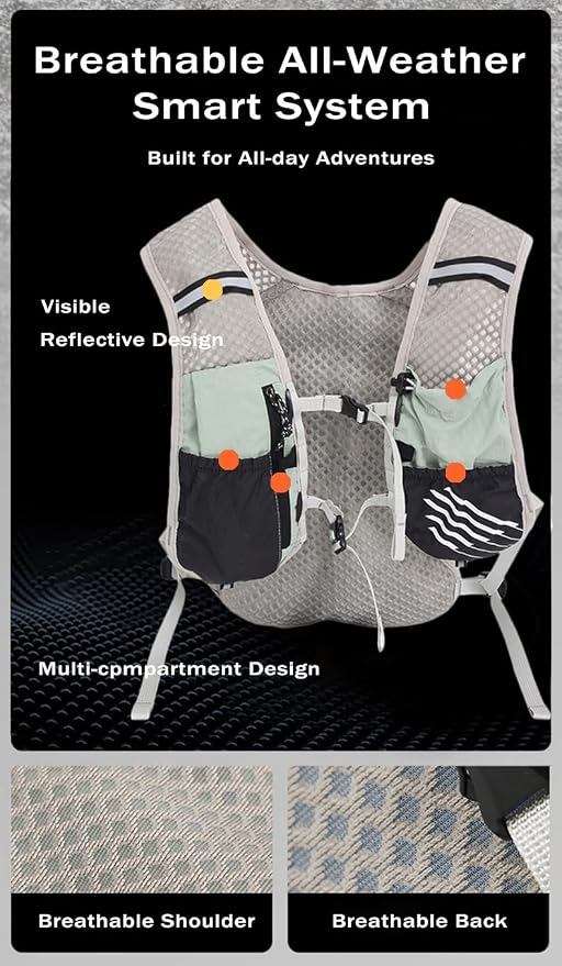 Hydration Running Vest for Women Men, Water Vest Backpack 2L, Lightweight Hydration Pack Water Backpack for Hiking, Trail Marathon Race