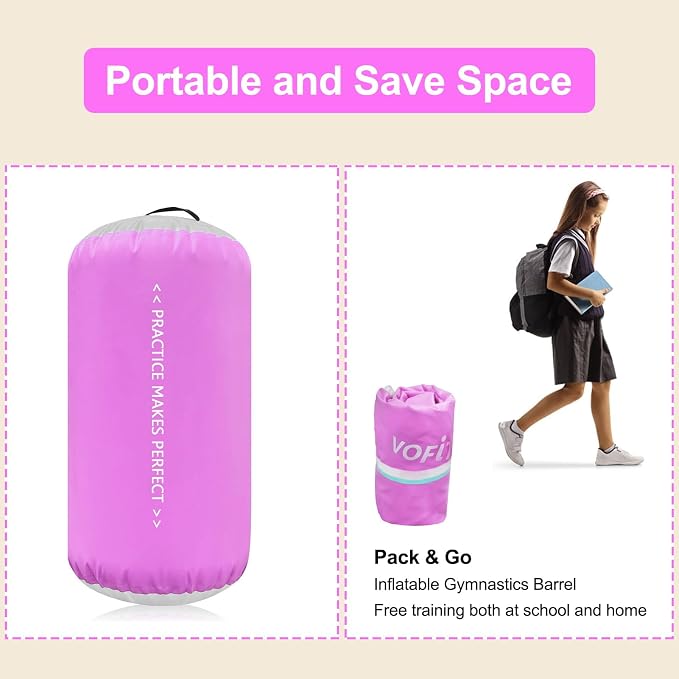 VOFiTNY Gymnastics Tumbling Equipment Air Barrel Inflatable Octagon Tumbler Roller Back-bend Trainer Cheerleading Without Pump