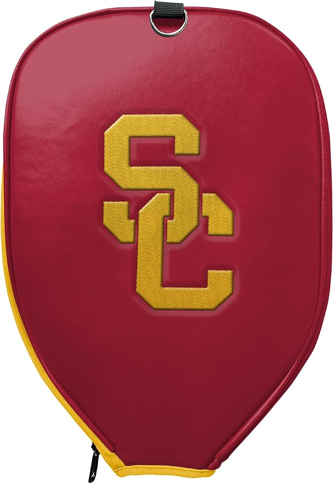 Officially Licensed Collegiate Pickleball Paddle Cover - Lightweight PU Leather Material - Durable Foam Interior Protection with Zippered Closure - Fits Most Paddles on the Market