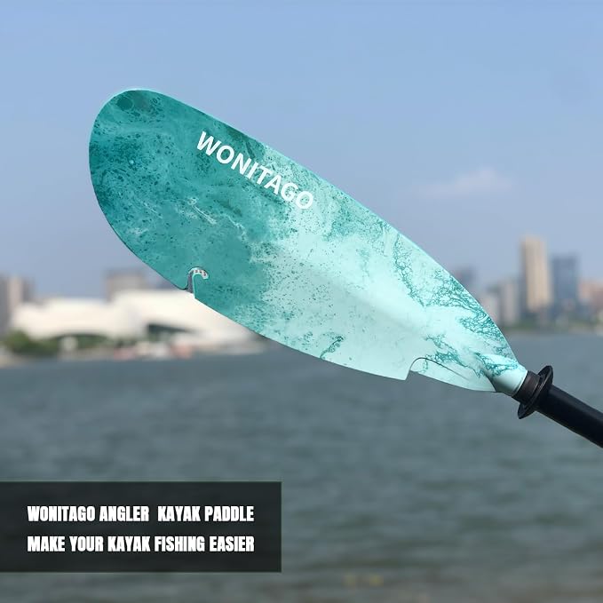 Angler Kayak Paddle Carbon Fiber Shaft and Plastic Blade, Floating Adjustable Fihsing Kayak Oar with Paddle Leash, 230-250cm/90-98 inch