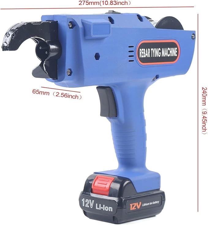 8-34mm Rebar Tying Machine Rebar Tying Tool, Automatic Rebar Tie Wire Twister Rebar Tie Tool w/Pliers + 2 x Batteries, Rebar Tier Tying Machine for Steel Bar Rod Tying Binding, Blue