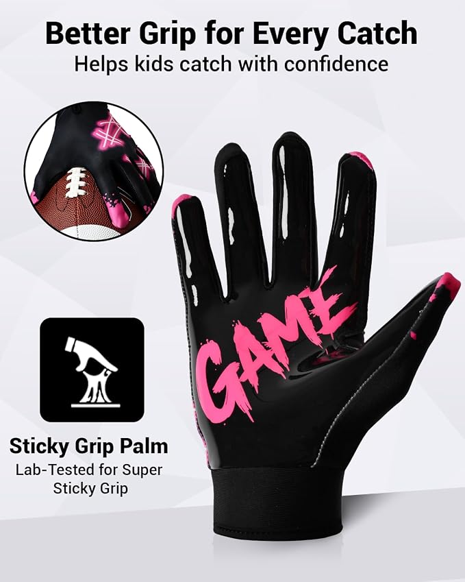 RIGWARL Football Gloves Adult Men, Youth Kids Football Gloves with Super Sticky Grip, Receiver Glove Adult Youth Kids Best Gift for Father‘s Day