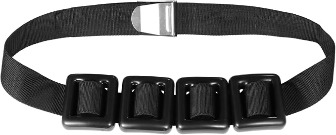 Homaisson 4 PCS 2.2lb Dive Weights with Belt for Freediving, Scuba Weights Diving Weight Belt, Coated Lead Diving Weights, 32-52 inch Adjustable Nylon Belt, Quick Release Buckle