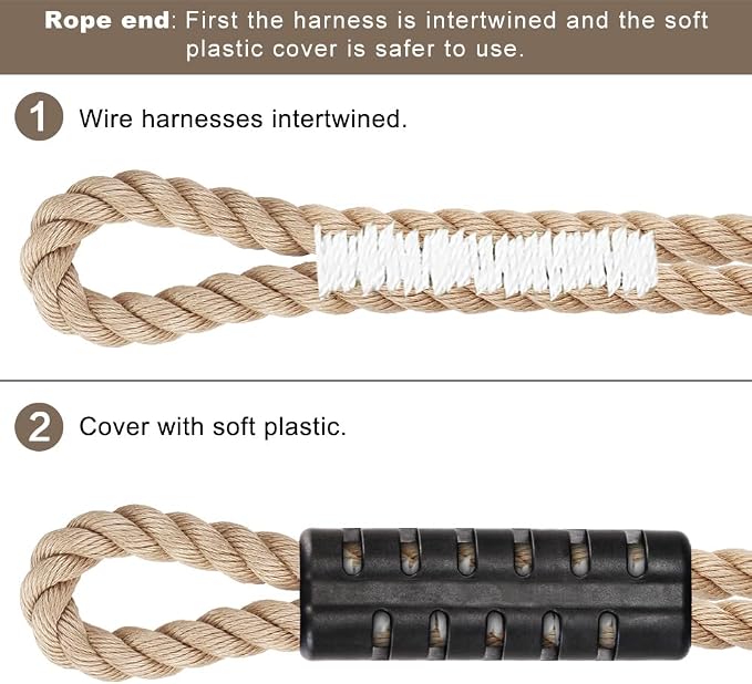 SELEWARE Hammock Straps, 12ft Tree Swing Rope for Hammock Chair Hanging Kit, Extension Rope with Carabiner for Indoor Outdoor Playground Tree Swings Camping Hammock Accessories (Beige, 2 Pack)