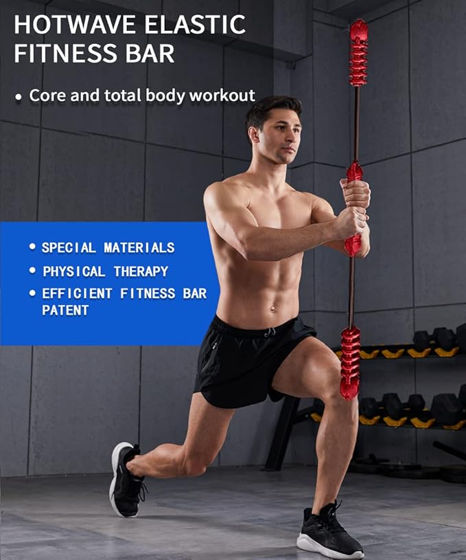 Hotwave Elastic Fitness Bar,Vibration Stick,Body Physical Therapy,Core Strength Training,Power Twister for Arm, Exercise in Home Gym