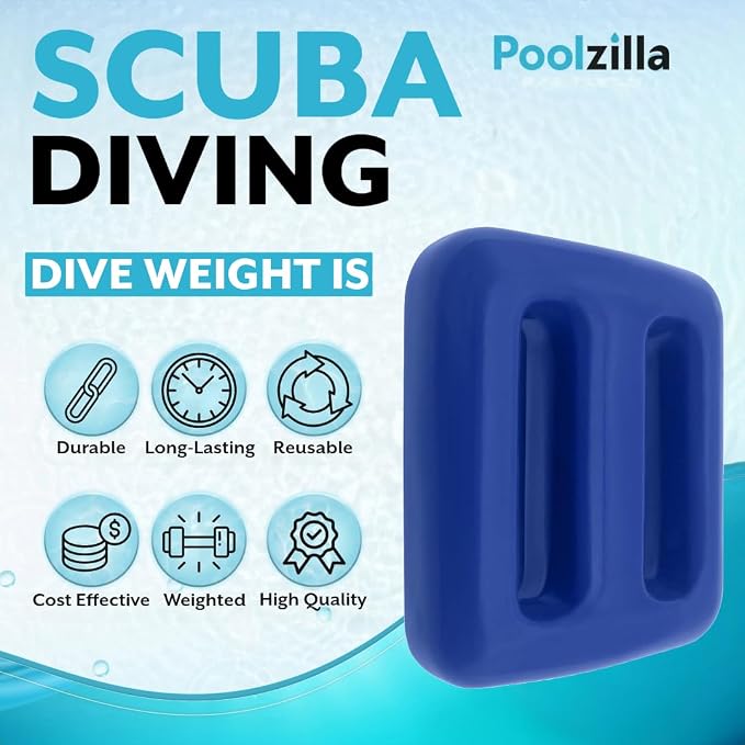 Poolzilla Vinyl Diving Weight for Scuba Diving, Durable Lead Weight with Slits for Placement Along Belt, Comes in 1.1LB(0.5KG) or 2.2LB(1KG) Sizes