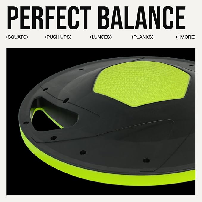 Energi Core Balance Board for Standing Desk and Core Workout - Anti-Slip Surface - Black, Green
