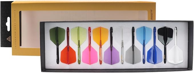 CUESOUL ROST 77 Integrated Dart Shaft and Flight Big Wing/Standard Shape Colour Collection Pack of 12 pcs