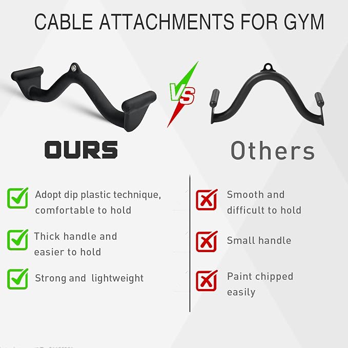 BLUSLM Lat Pull Down Bar T bar Row Attachment, V Bar Tricep Lat Pulldown Attachments, Back Strength Training Bar for Home Gym Exercise Cable Machine Attachments
