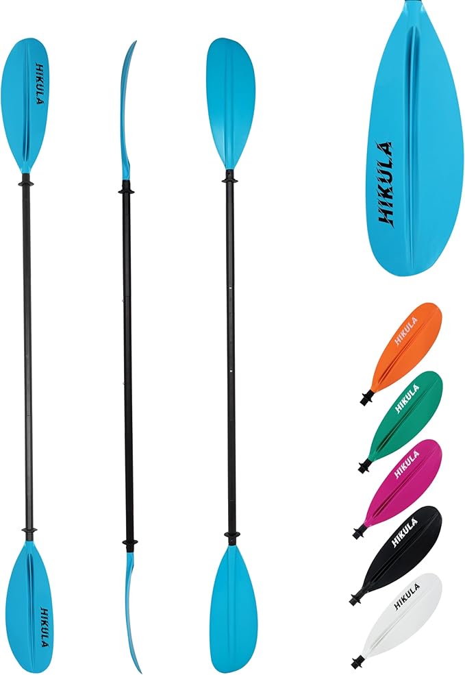 Kayak Paddles Aluminum Shaft Paddle with Nylon Blades, Floating Adjustable Kayaking Oars, 3 Piece, 220-240cm/86-94 Inches,Black/Rose/Teal