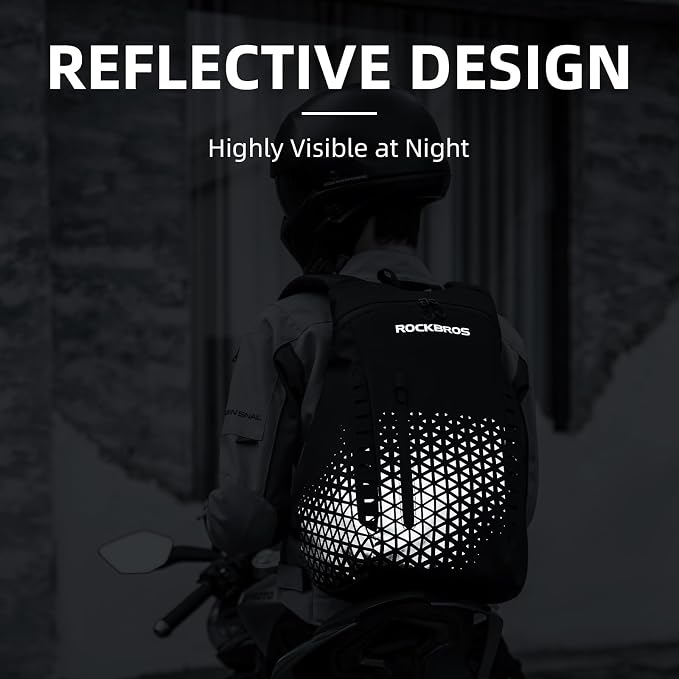 ROCKBROS Motorcycle Helmet Backpack, 14.5L Large Capacity Helmet Bags with Reflective Symbol, Waterproof Storage Bag Luggage Bag