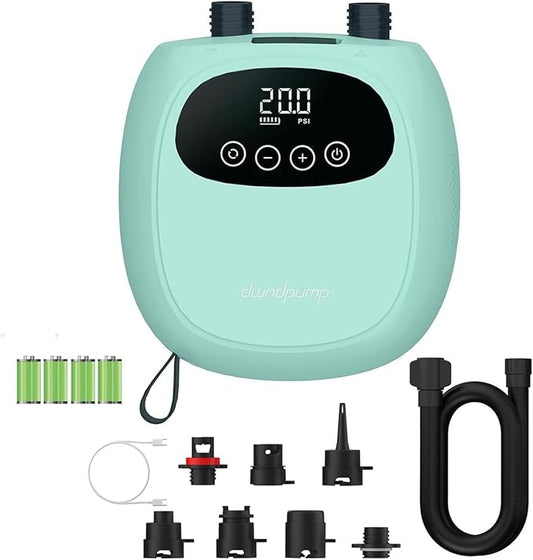 dwndpump Electric Paddle Board Pump, Rechargeable 20PSI SUP Pump, Dual-Stage Inflation and Deflation Sup Air Pump, Portable Electric Pump for Kayaks, Wind Wings, SUPs
