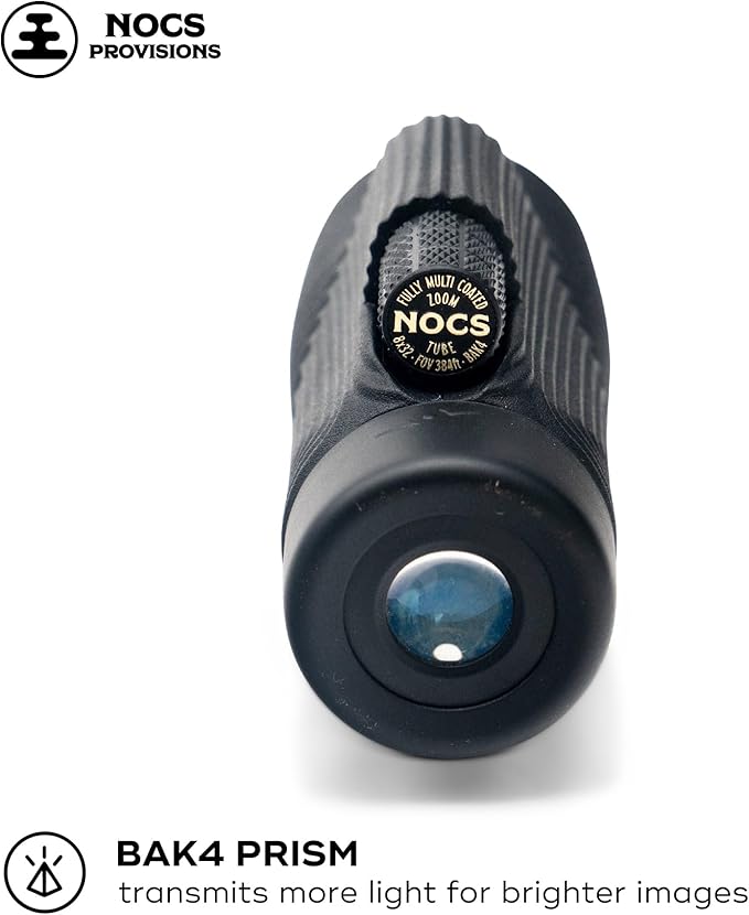 Nocs Provisions Zoom Tube 8x32 Monocular, 8X Magnification Telescope, Bak4 Prism, Wide Field of View for Bird Watching, Backpacking & Wildlife Viewing - Obsidian Black