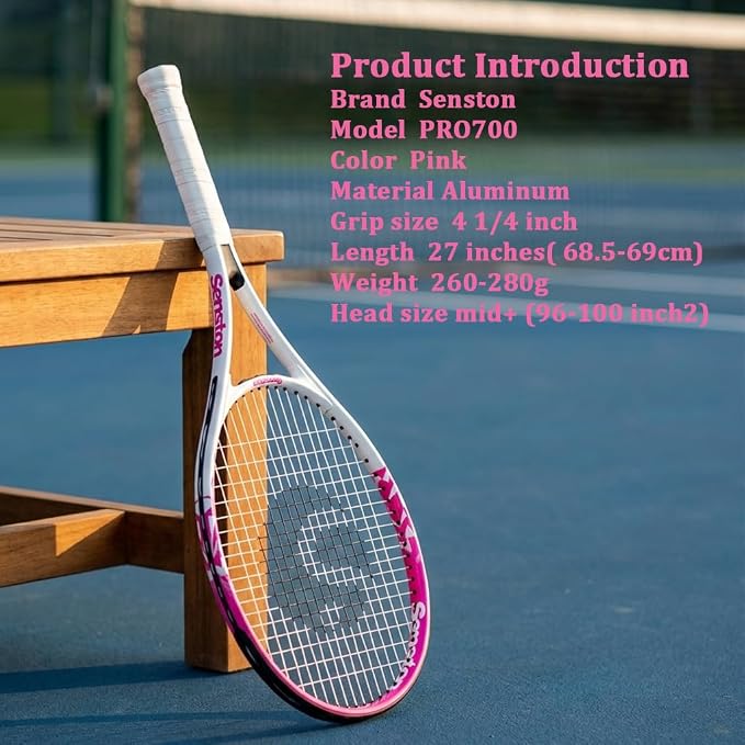 Senston 27 inch Tennis Racket for Adults 1 Pack Tennis Racket Set Tennis Overgrip, Vibration Damper