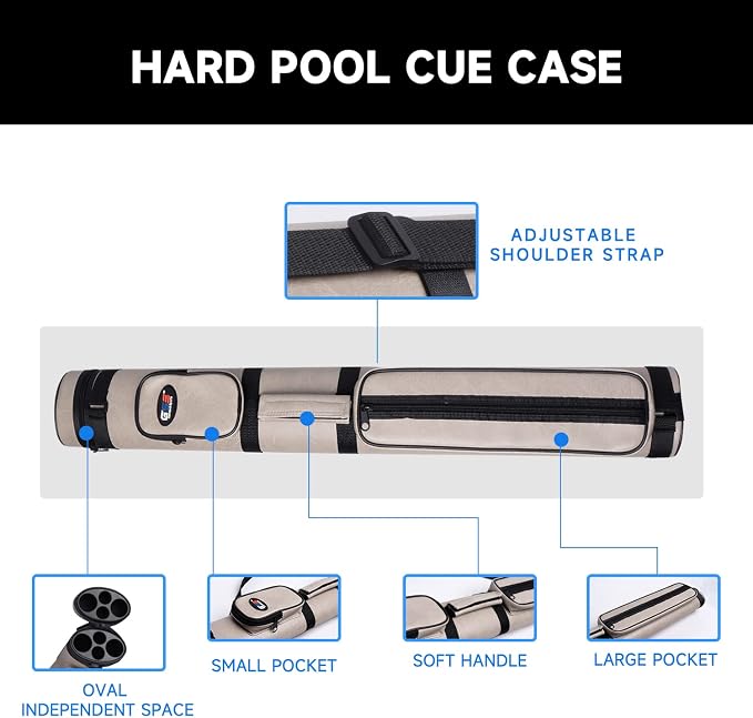 GSE Games & Sports Expert 2x2 Deluxe Hard Billiard Pool Cue Stick Carrying Case, Billiard Cue Case, Billiards Accessories (Several Colors Available)