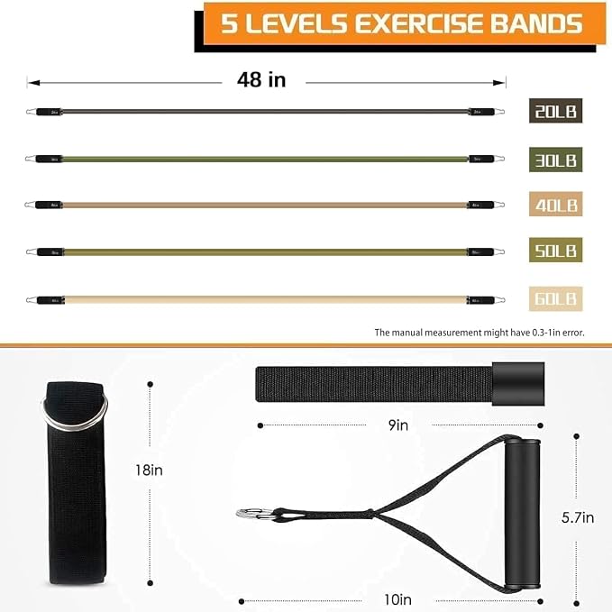 VEICK Resistance Bands Set, 10-150 LBS Stackable Exercise Bands with Handles, Ankle Straps & Door Anchor, Workout Bands for Home Gym, Yoga, Pilates, Physical Therapy for Men Women