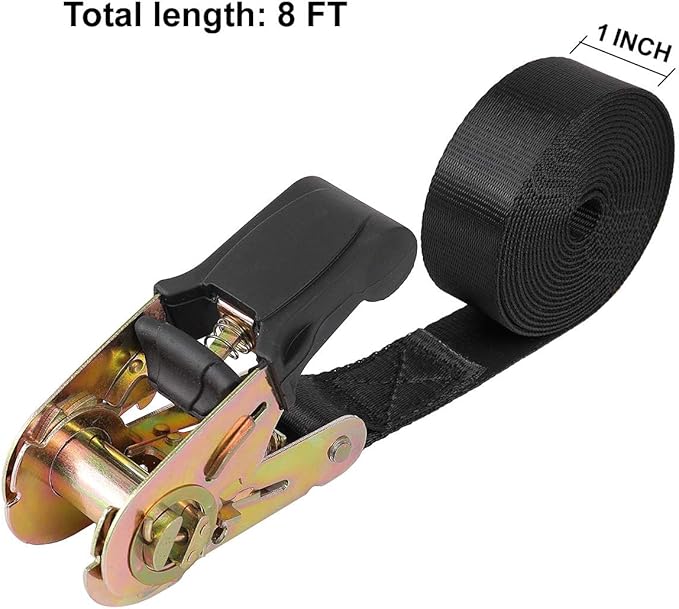 Endless Ratchet Tie Down Straps Heavy Duty Cargo Tie Downs, Sturdy Nylon Black Strap Down Ratcheting Securing Straps, Track Spring Fittings, Tie-Down Motorcycles, Trailer Loads, Kayak