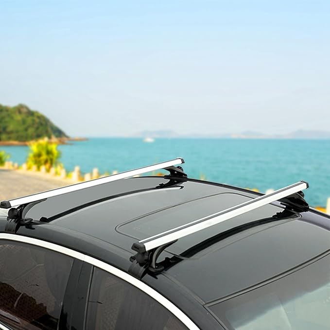 47.24in Universal Top Roof Rack Cross Bar Cargo Carrier Aluminum Crossbar Rack w/ 165LBS Capacity Fit for Most Vehicle Wagon Car Without Roof Side Rail