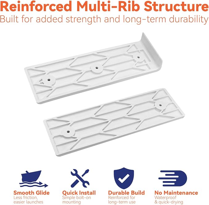 Boat Trailer Bunk Slide Pads and Enders for Easier Launching & Loading, 3" x 10" Boat Trailer Bunk Slicks