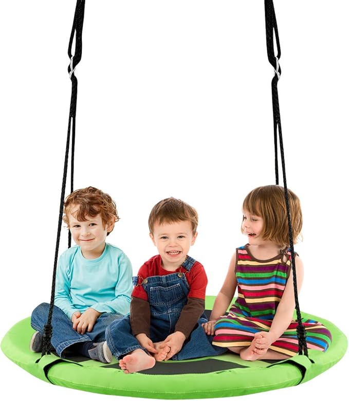 Costzon 2 in 1 Kids Detachable Hanging Chair Swing Tent Set, Hammock Nest Pod Hanging Swing Seat for Boys/Girls, Children Outdoor Indoor Swing Play House with Play Tent, Max Capacity 330 LBS (Green)