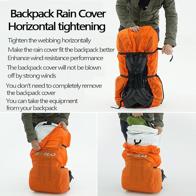 3F 20-85L backpack rain cover, waterproof, dustproof, wear-resistant, tear resistant outdoor hiking backpack cover (orange-M)