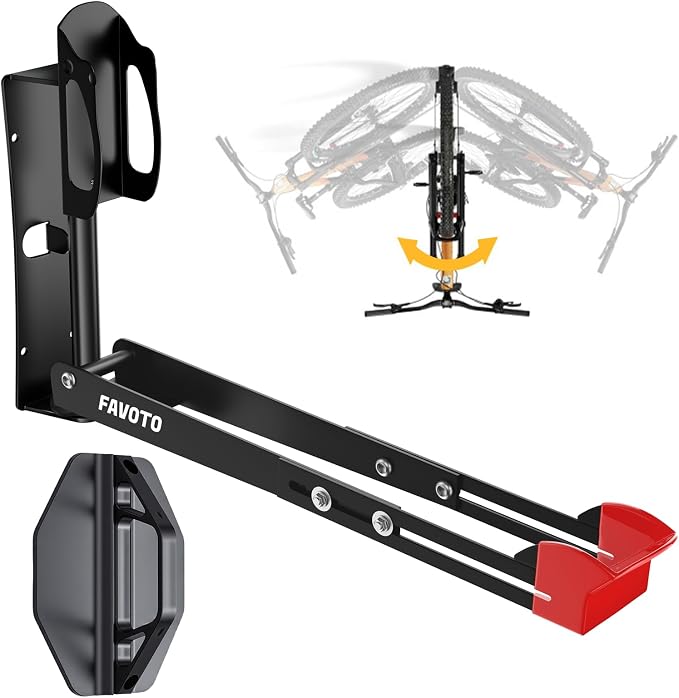Favoto Swivel Bike Wall Mount - No Heavy Lifting Vertical Bike Rack for Garage & Home, Fits up to 29" Wheels 2.4" Tires, Road/MTB Hanger, Holds 77 lbs