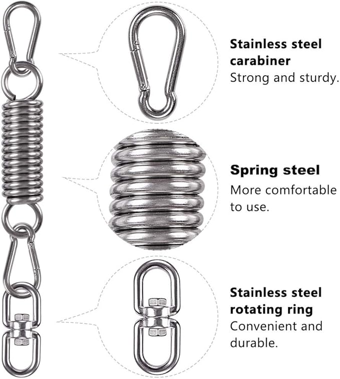 Hammock Chair Hanging Kit Swing Spring Hardware, Heavy Duty Suspension Swivel Hanger Hook for Hanging Chair, Rocking Seat, Porch Swing, Garden, 550 LB