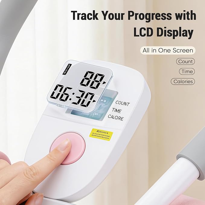 DUMOS Ab Workout Equipment for Home Gym, Exercise Machine Abs Trainer, Full Body Fitness System Adjustable for Abdominal Stomach Training, LCD Display, Knee Protection