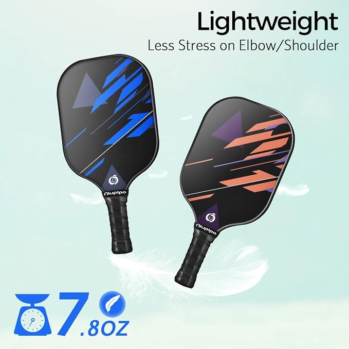 niupipo Pickleball Paddles Set of 2 or 4, USAPA Approved Fiberglass Pickleball Paddle Set with Balls and Bag, Polypropylene Honeycomb Core, Lightweight Pickleball Paddles for Beginners Men Women