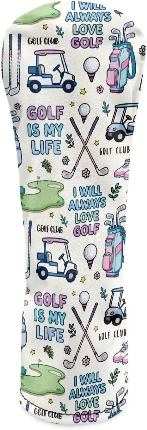 Rnyleeg Golf Club Head Covers for Women Driver Head Cover Leather Fairway Wood Headcover Hybrid Headcovers for Golf Clubs