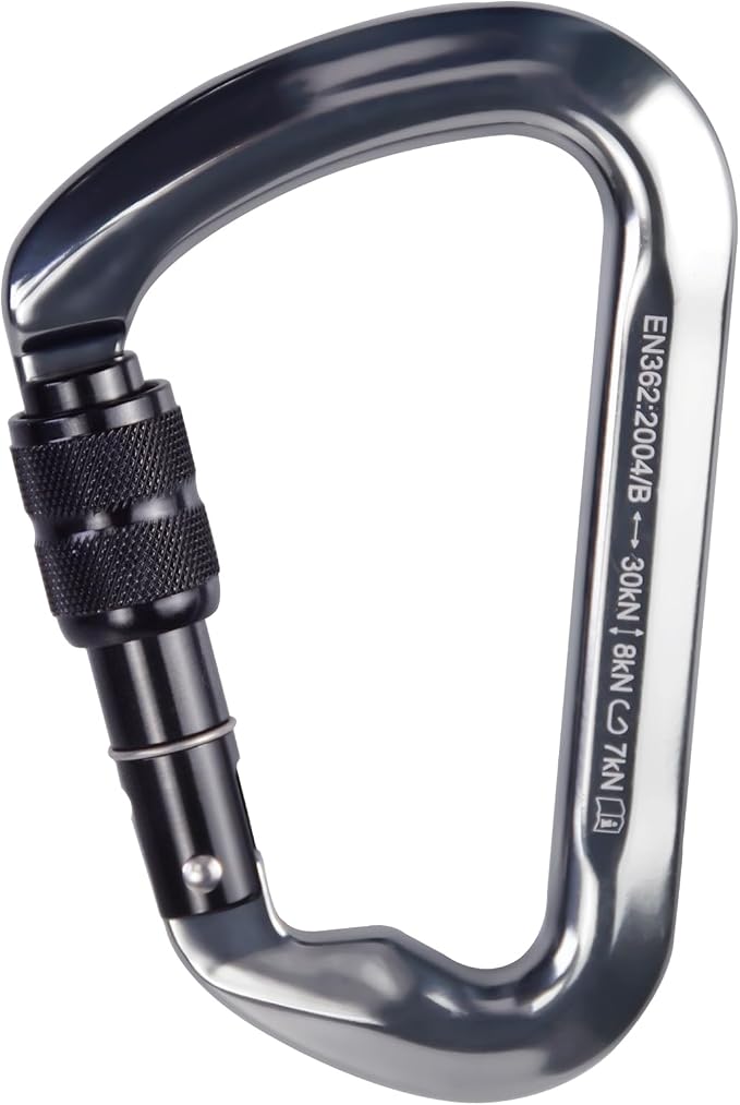 SEPEAK UIAA 30kN Locking Climbing Carabiner, Professional Heavy Duty Screwgate Clip for Outdoor Climbing, Mountaineering, Rappelling, Camping, Hiking, Swing,Large D Carabiner Hook/6744lb