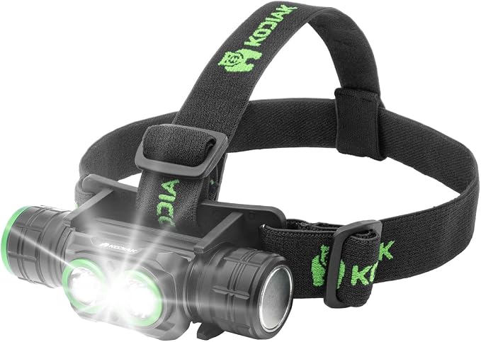 Kodiak Rechargeable 3000 Lumen Headlamp | Detachable LED Work Light with Magnetic Base & 180° Swivel | Aerospace Aluminum IPX4 Water Resistant | 2600mAh Replaceable Battery & USB-C Cable