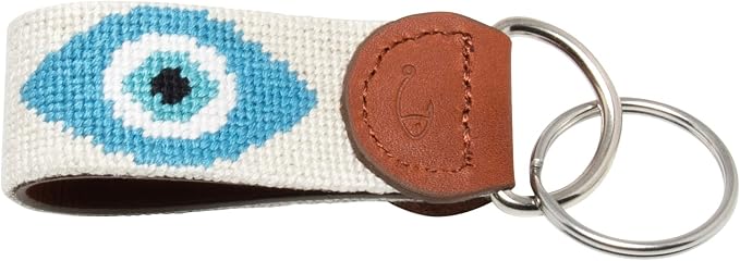 Leather Hand-Stitched Needlepoint Key Fob or Key Chain