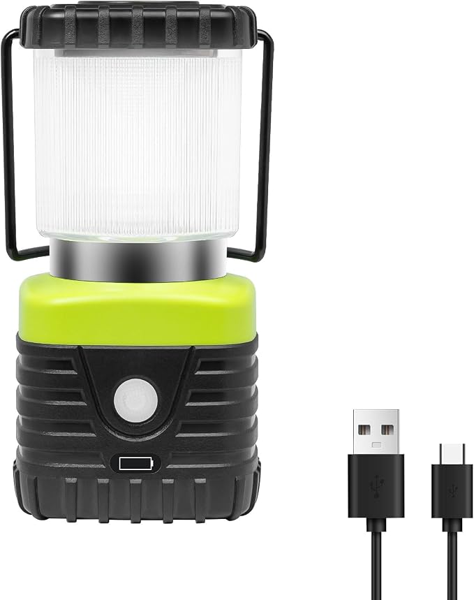 Jarxin 1PCS 3200K Warm Light LED Camping Lantern Rechargeable 1000LM, 4500mAh Power Bank, Flashlight for Hurricane Emergency, Hiking, IP44 Waterproof Lantern(Black)