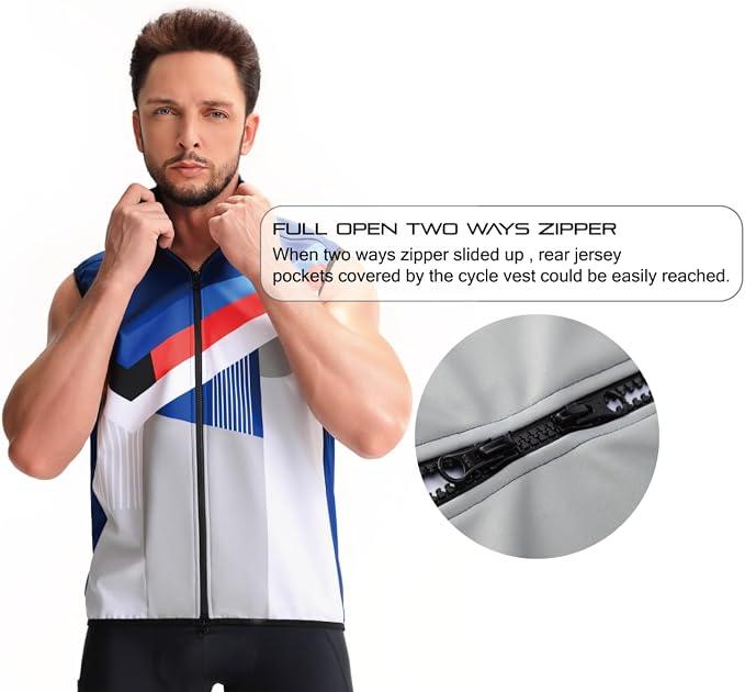 CEROTIPOLAR Club Fit Men's Thermal Fleece Cycling Vest for Bike Biking,Rain-Wind Proof Cycle Outwear