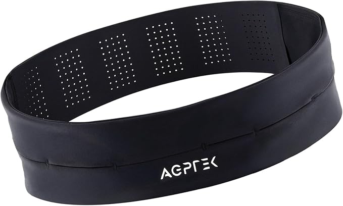 AGPTEK Adjustable Running Belt with Water Bottle, Slim Hydration Fanny Pack for Men Women, No-Bounce Waist Pouch for Running, Gym, Hiking, Workout, Money Belt for All Phones & Essentials, M