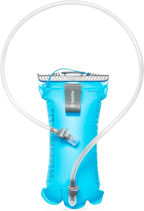 HydraPak Velocity Hydration Reservoir (1.5L, 2L, 3L), Ultralight Water Bladder, Self-Sealing Bite Valve, Leak Proof, Reversible, Dishwasher Safe